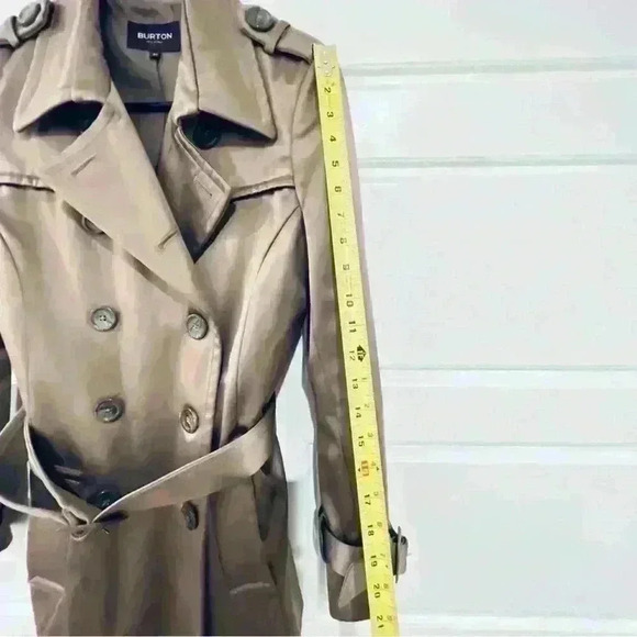 BURTON BY LONDON BEIGE DOUBLE BREAST MID LENGHT TRENCH SIZE 40 - Picture 13 of 16